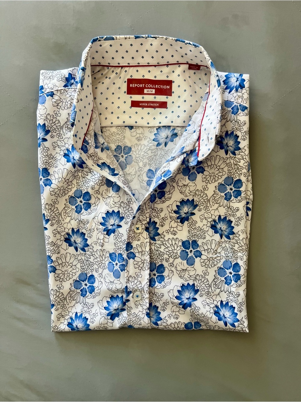 Report Collection White Shirt with Blue Floral Print